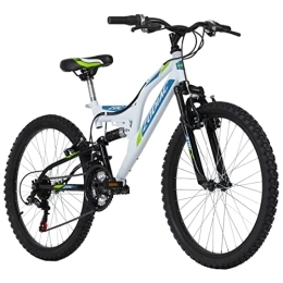 KS Cycling Bicicleta KS Cycling Bicicleta de montaña Infantil Fully 24'' Zodiac Blanco y Verde RH, Juventud Unisex, 24 Zoll, 38 cm