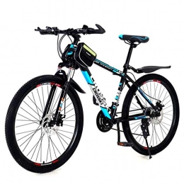 KUKU Bicicleta KUKU Bicicleta De Montaña Bicicleta De Montaña De Acero De Alto Carbono De 26 Pulgadas Y 21 Velocidades, Bicicleta De Montaña De Suspensión Completa con Paquete De Cuadro, Black Blue