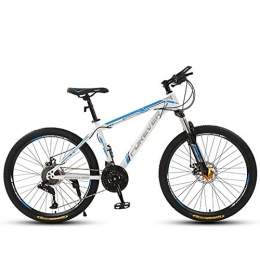 KUKU Bicicleta KUKU Bicicleta De Montaña De Acero con Alto Contenido De Carbono De 26 Pulgadas, Bicicleta De Montaña De Suspensión Total De 21 Velocidades, White Blue