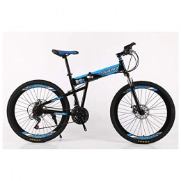 KXDLR Bicicleta KXDLR Bici de montaña Plegable 21-30 Velocidades de Bicicletas Tenedor de suspensin MTB Marco Plegable 26" Ruedas con Frenos de Doble Disco, Azul, 24 Speed