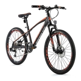 Leader Fox Bicicleta Leader Fox Capitan - Bicicleta de montaña (24 pulgadas, aluminio, 8 velocidades, frenos de disco), color negro y naranja