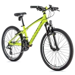 Leader Fox Bicicleta Leader Fox Spider Boy - Bicicleta de montaña (24 pulgadas, aluminio, 8 marchas), color amarillo neón