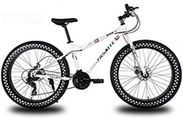 LFSTY Bicicletas de montaña LFSTY Ruedas de 26 Pulgadas Bicicleta de montaña para Adultos, Bicicletas de Bicicleta rígida Fat Tire, Marco de Acero de Alto Carbono, Freno de Disco Doble, White, 27 Speed