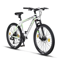 Licorne Bike Bicicleta Licorne Bike Diamond Premium - Bicicleta de montaña de aluminio para niños, niñas, hombres y mujeres, cambio de 21 velocidades, freno de disco para hombre, horquilla delantera ajustable (26, blanco)