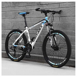 LKAIBIN Bicicleta de montaña para deportes al aire libre, 26 pulgadas, bicicleta de montaña para adultos, 27 velocidades, suspensión delantera, velocidad variable, acero de alto carbono, color azul