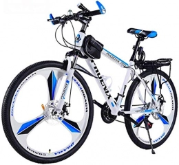 MJY Bicicleta MJY Bicicleta Bicicleta de montaña, Bicicleta de ruedas de 26 pulgadas, Sistema de doble freno de disco, Velocidad de 21 / 24 / 27 Mtb, (Negro Rojo, Negro Azul, Blanco Rojo, Blanco Azul) 7-2, 24