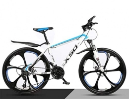 WJSW Bicicleta Mountain Bike High-Carbon Steel 26 Inches Spoke Wheel Dual Suspension, Mens MTB (Color: Blanco Azul, Tamao: 27 velocidades)