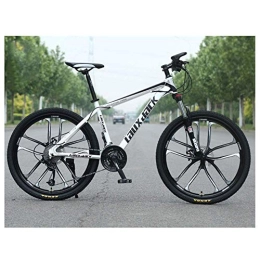 FMOPQ Bicicleta Mountain Bike High Carbon Steel Front Suspension Frame Mountain Bike 27 Speed Gears Outroad Bike with Dual Disc Brakes White
