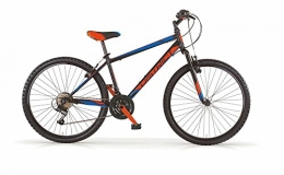 MBM Bicicleta Mountain Bike MBM District de hombre, estructura de acero, horquilla delantera suave, cambio Shimano, 2colores disponibles, Nero Opaco / Rosso Neon