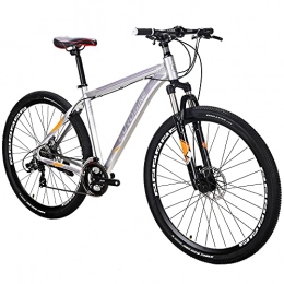 EUROBIKE Bicicleta Mountain Bike Mens 29" Wheel 19" XL Frame para hombres y mujeres (plata)