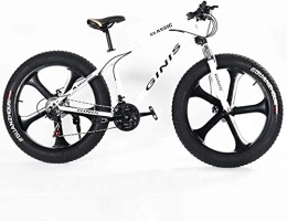 GJZM Bicicleta Mountain Bikes Teens Mountain Bikes 21-Speed ​​24 Inch Fat Tire Bicicleta Bicicleta con marco de acero de alto carbono Hardtail Mountain Bike con freno de doble disco Amarillo Spoke-5 Spoke_White