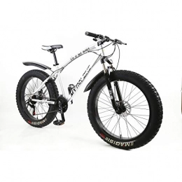 MYTNN Bicicletas de montaña MYTNN Fatbike - Bicicleta de montaña de 26 pulgadas, 21 marchas, Shimano Fat Tyre 2020, 47 cm, color Marco plateado / llantas negras., tamaño 26 pulgadas, tamaño de cuadro 47.00, tamaño de rueda 66.04