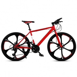ndegdgswg Bicicleta ndegdgswg Bicicleta de montaña, 6 ruedas, freno de disco doble, 26 pulgadas, para estudiantes, velocidad variable, 21 velocidades, 6 cuchillos, color rojo
