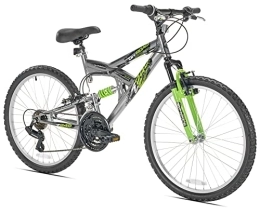North Woods Bicicleta Northwoods Aluminum Full Suspension Mountain Bike (Grey / Green, 24-Inch)