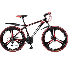 PBTRM Bicicletas de montaña PBTRM 26 Pulgadas Bicicleta Montaña 27 Velocidades MTB, Cuadro Aleación De Aluminio, Freno De Disco, Pedales De Aluminio Completos, Altura Adecuada: 160-185, para Adultos Y Adolescentes, Black Red