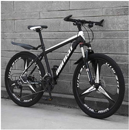 QuGuanGe Bicicletas de montaña QuGuanGe Bicicleta de montaña de 21 velocidades para hombre, de acero de alto carbono, bicicleta de montaña con suspensión delantera ajustable, 21 velocidades, color negro