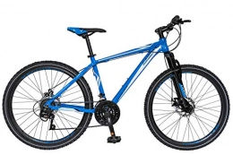  Bicicletas de montaña Reashine Life - Bicicleta de montaña de 26 pulgadas, 7 velocidades para hombre, suspensión dual / frenos de disco con marco de aleación de aluminio, color gris y azul