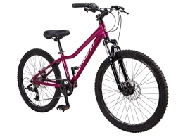 Schwinn Bicicleta Schwinn Fleet - Bicicleta de montaña para niñas, neumáticos de 24 pulgadas, marco en aleación ligera de 30 cm, suspensión frontal, 9 velocidades, frenos de disco, magenta
