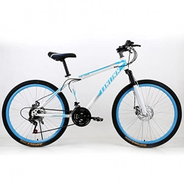 SHUI Bicicletas de montaña SHUI 26 Pulgadas MTB Bicicletas De Montaña para Adultos, Bicicleta De Trail De Montaña Liviana De 21 Velocidades, Frenos Delanteros Y Traseros Configuración Estándar White Blue