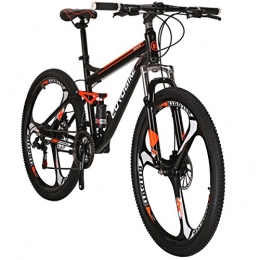 SL Bicicleta de montaña S7 con suspensión de bicicleta de montaña de 27,5 pulgadas, bicicleta de 3 radios naranja (ruedas de 3 radios)