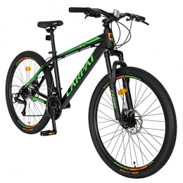 CARPAT Bicicleta Sunrun - Bicicleta de montaña para hombre y niño, 26 pulgadas, 21 velocidades, cuadro de aluminio, freno de disco mecánico (verde y negro)