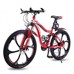 TUIYO-1 Bicicletas de montaña TUIYO-1 Bicicleta De Montaña De 21 Velocidades con Marco De Acero Al Carbono Freno De Doble Disco 26 Pulgadas Proceso De Pintura Electrostática para Hombres Y Mujeres Modelos (Rojo)