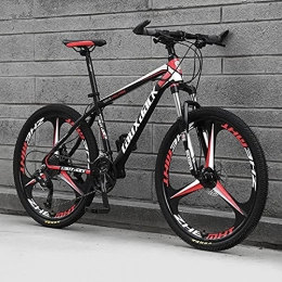UYHF Bicicleta UYHF 26 '' Bicicletas de montaña Plegables, 21 / 24 / 27 Bicicletas de Velocidad MTB, suspensión Completa 3-Habla de 36 Pulgadas de Ruedas, Bicicleta Antideslizante para homb Black-Red-24 Speed