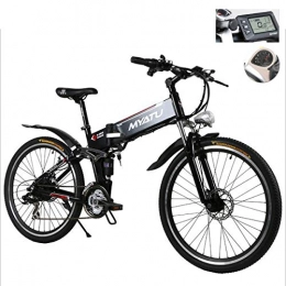 W&TT Bicicleta W&TT 21 velocidades 36V 12A Adulto Plegable Bicicleta elctrica 26 Pulgadas Multi-Etapa de Amortiguador Ajustable Amortiguador Delantero Tenedor Bicicleta de montaña con Pantalla LCD HD, Black