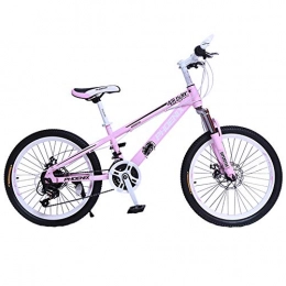Wangkai Bicicleta de Montaña Acero de Alto Carbono Amortiguación Todo Terreno Frenos de Disco Delanteros y Traseros Dobles,Pink