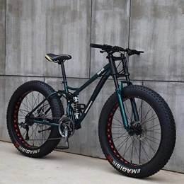Wivilly Bicicleta de montaña de 26 pulgadas, bicicleta de montaña de acero de alto carbono para adultos, 21 velocidades de suspensión completa, freno de disco doble, bicicleta de montaña, verde
