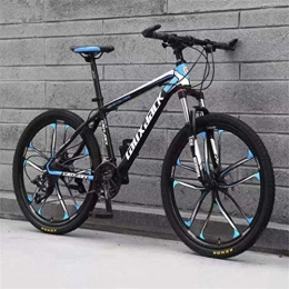 WJSW Bicicleta WJSW Bicicleta de montaña de Acero con Alto Contenido de Carbono de Doble suspensin para Hombre, Bicicleta de Carretera de Ciudad de 26 Pulgadas (Color: Negro Azul, tamao: 27 velocidades)