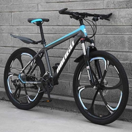 WJSW Bicicleta WJSW Bicicleta de montaña Marco de Acero con Alto Contenido de Carbono Frenos de Disco Absorción de Choque Carreras de Bicicletas para Adultos (Color: Negro Azul, Tamaño: 27 velocidades)