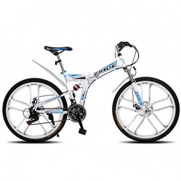 WND Bicicleta WND Cuchillo Plegable para Bicicleta de montaña, Freno de Disco Doble para Bicicleta de montaña, Adecuado para Adultos, Blanco Azul, 30 velocidades