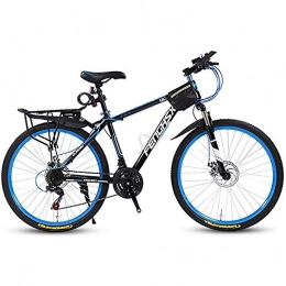 WXX Bicicletas de montaña WXX Bicicleta de montaña para Adultos, Acero con Alto Contenido de Carbono, Asiento Ajustable de 24 Pulgadas, Freno de Disco Doble, Bicicleta de Cola Dura, Negro, Azul, 21 velocidades
