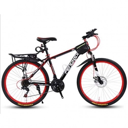 WXX Bicicleta WXX Bicicleta de montaña para Adultos de Acero con Alto Contenido de Carbono, Asiento Ajustable de 24 Pulgadas, Freno de Disco Doble, Bicicleta de Cola Dura, Negro, Rojo, 30 velocidades