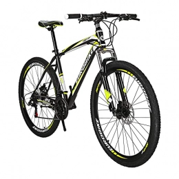 EUROBIKE Bicicleta YH-X1 Mountain Bike 21 Speed 27.5 Inch Wheels Doble disco de freno para bicicleta de suspensión delantera para hombre (amarillo)