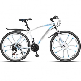 YHRJ Bicicleta YHRJ Bicicleta De Montaña Bicicleta De Carretera Liviana para Viajes Al Aire Libre, Horquilla Delantera Amortiguadora con Bloqueo De MTB, 4 Formas De Rueda (Color : White Blue B-30spd, Size : 24inch)