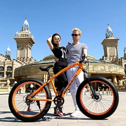 ZWR Bicicleta ZWR - Bicicleta de montaña para hombre, 24 – 26 pulgadas, cuadro de acero de alta resistencia, doble freno de disco, color naranja, tamaño 24inches 27 speed