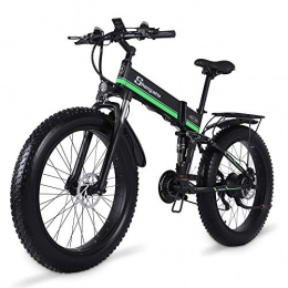 HFRYPShop Bicicleta 1kW Bicicletas Eléctricas De Montaña, Batería Litio 48V 13Ah (624Wh), Full Suspension, Bicicleta Eléctrica de Off-Road Fat, 21 Velocidades [EU Stock], Green
