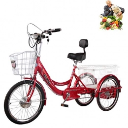 Dongshan Bicicleta 20 '' Triciclo eléctrico Adulto 3 Ruedas con Canasta para Ancianos Triciclo Batería de Litio 48V20AH transmisión de Tres velocidades Salida, Compras, Bicicletas cómodas para Hombres y Mujeres
