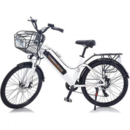 DDFGG Bicicleta 2021 Actualizar Bicicletas Eléctricas Para Mujeres Adultas, Todo Terreno 26 "36v 350w E-bicicleta Bicicletas Bicicletas Extraíbles Batería De Iones De Litio Extraíble Ebike Para Viajes D(Color:blanco)