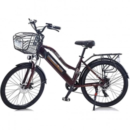 DDFGG Bicicletas eléctrica 2021 Actualizar Bicicletas Eléctricas Para Mujeres Adultas, Todo Terreno 26 "36v 350w E-bicicleta Bicicletas Bicicletas Extraíbles Batería De Iones De Litio Extraíble Ebike Para Viajes D(Color:marrón)