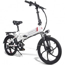 OLKJ Bicicletas eléctrica 20LVXD30 Bicicleta electrica, Bicicletas eléctricas Plegables para Adultos Hombres Mujeres 10.4Ah 48V 20 Pulgadas con Shimano 7 velocidades 3 Modos Bicicleta para desplazamientos urbanos (Blanco)