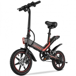 HFRYPShop Bicicleta 250W Bicicleta Eléctrica Plegable para Adultos Batería Integrada Litio 36V 6Ah, 14'' E-Bike Pedal Assist, Carga Completa 3-4 h, Velocidad máxima 25 km / h (Rango Máximo: 50-60KM) (Negro)