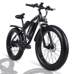 HFRYPShop Bicicleta 26” 4.0 Bicicleta Eléctrica de Montaña, E-MTB Off-Road Fat Neumático Gordo, con Batería Extraíble 48V / 17Ah, 21Velocidades [EU Stock], Black
