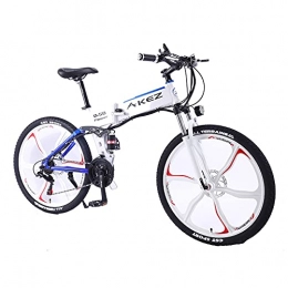 WRJY Bicicleta 26" Bicicleta eléctrica de montaña Plegable para Adultos, 36 V 8Ah E-Bike Profesional con Motor de 350 W y Pantalla Inteligente Bicicleta eléctrica Engranajes de transmisión de 27 Velo White
