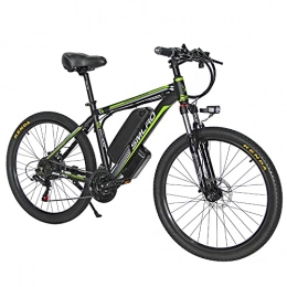 TAOCI Bicicleta 26" Bicicletas eléctricas para Adultos, con Shimano de 21 velocidades extraíble de 10 Ah Litio batería, Bicicletas eléctricas Urbana (Black Green)