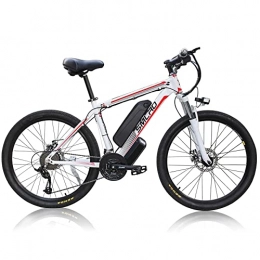 TAOCI Bicicleta 26" Bicicletas eléctricas para Adultos, con Shimano de 21 velocidades extraíble de 10 Ah Litio batería, Bicicletas eléctricas Urbana (White Red)