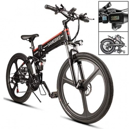 HSART Bicicletas eléctrica 350W Bicicleta de Montaña Eléctrica Plegable para Adultos 48V 10AH Batería Iones Litio 21 Velocidades Hombre Mujer(Negra)