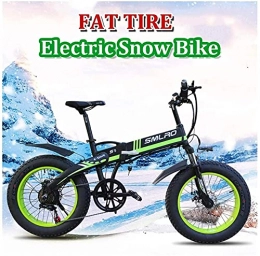 CCLLA Bicicletas eléctrica 350W Bicicleta eléctrica Neumático Gordo Snow Mountain Bike 48V 10Ah Batería extraíble 35km / h E-Bike 26inch 7 Speed ​​Adult Man Foldign Bicicleta eléctrica (Color: Verde) (Color: Green, Si